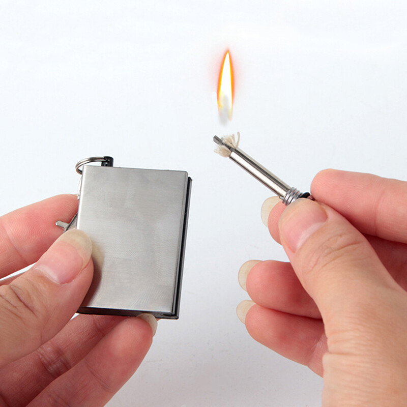 Mini Waterproof Outdoor Lighter Pocket Camping Hiking Fire Starter Match Keyring