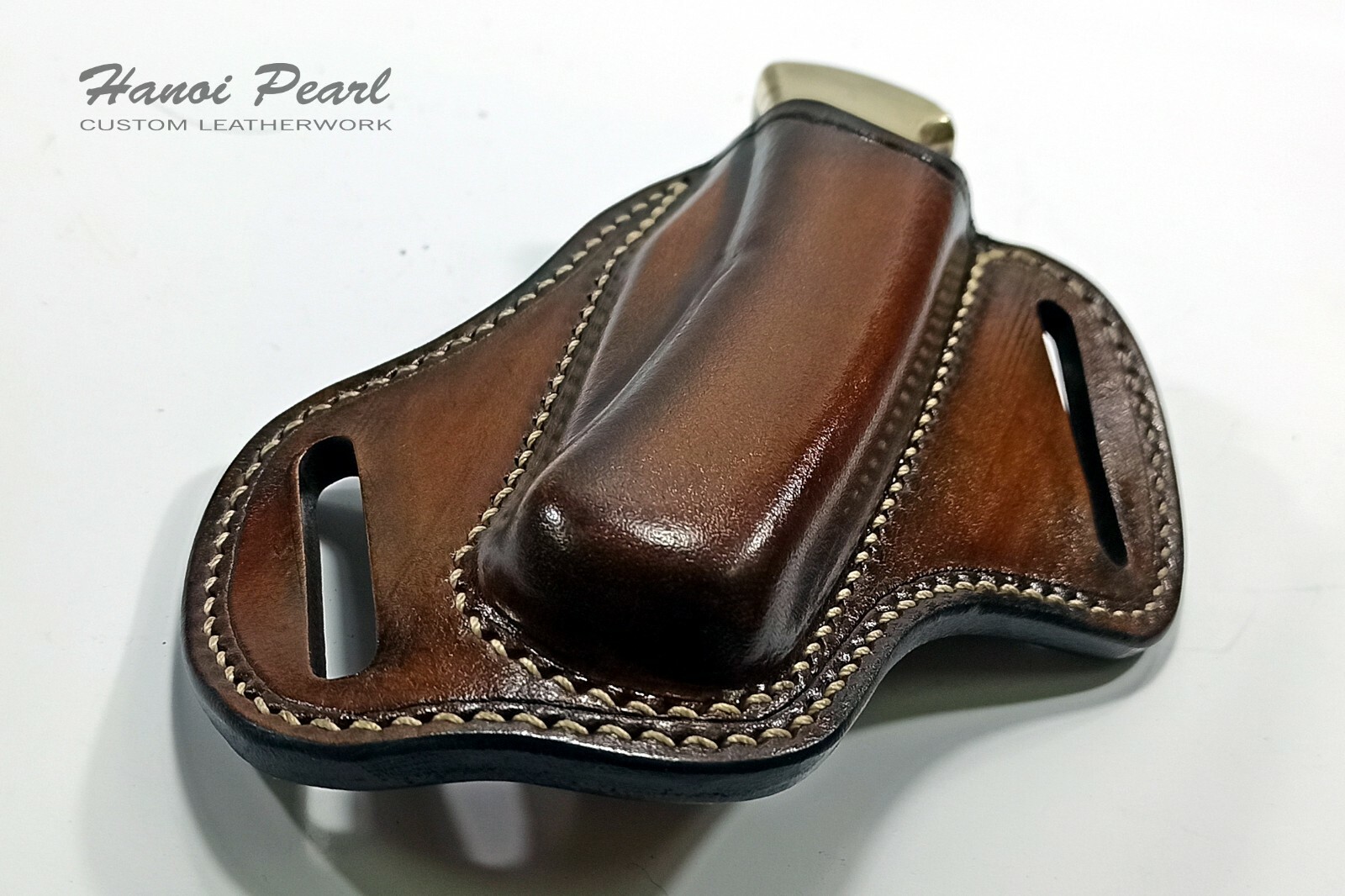 Custom 45 Degree Canted Leather Sheath for Buck 110 Folding Hunter