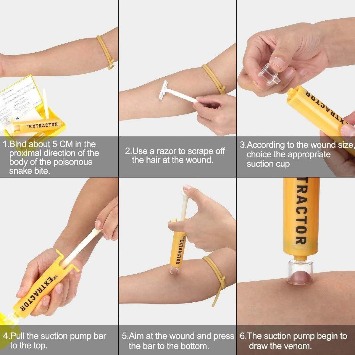 Premium Snake Bite First Aid Kit Venom Extractor Suction Pump For Hiking&Camping