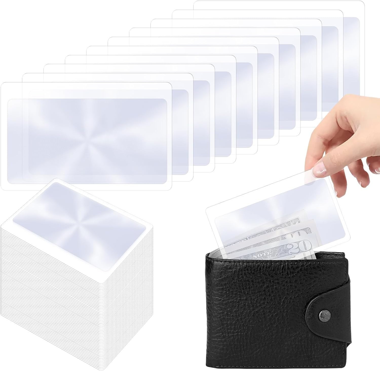 100 Pieces Credit Card Sized Magnifying Lenses Wallet Magnifier Card 100pcs