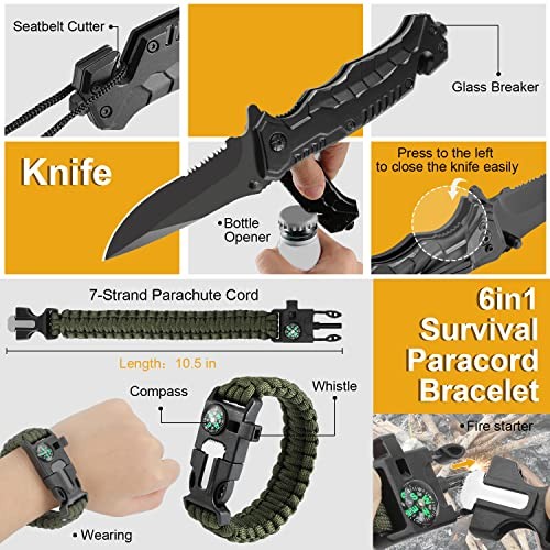 Survival Kit, Gifts for Men Dad Husband, Emergency 19 in 1 Survival Kit