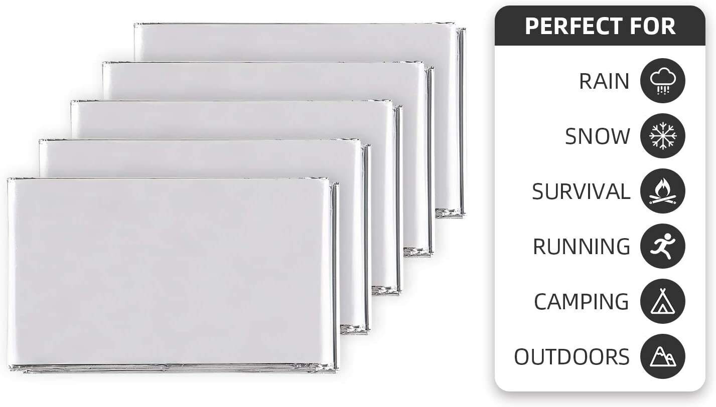 4 piezas de manta térmica de emergencia Mylar Trauma Military Survival Safety