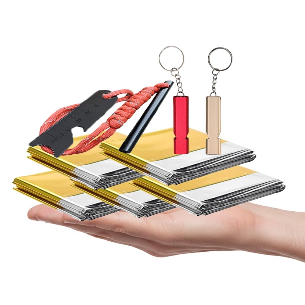 Survival Kit, 3-in-1 Emergency Preparedness System with Mylar Blanket, Fire S…