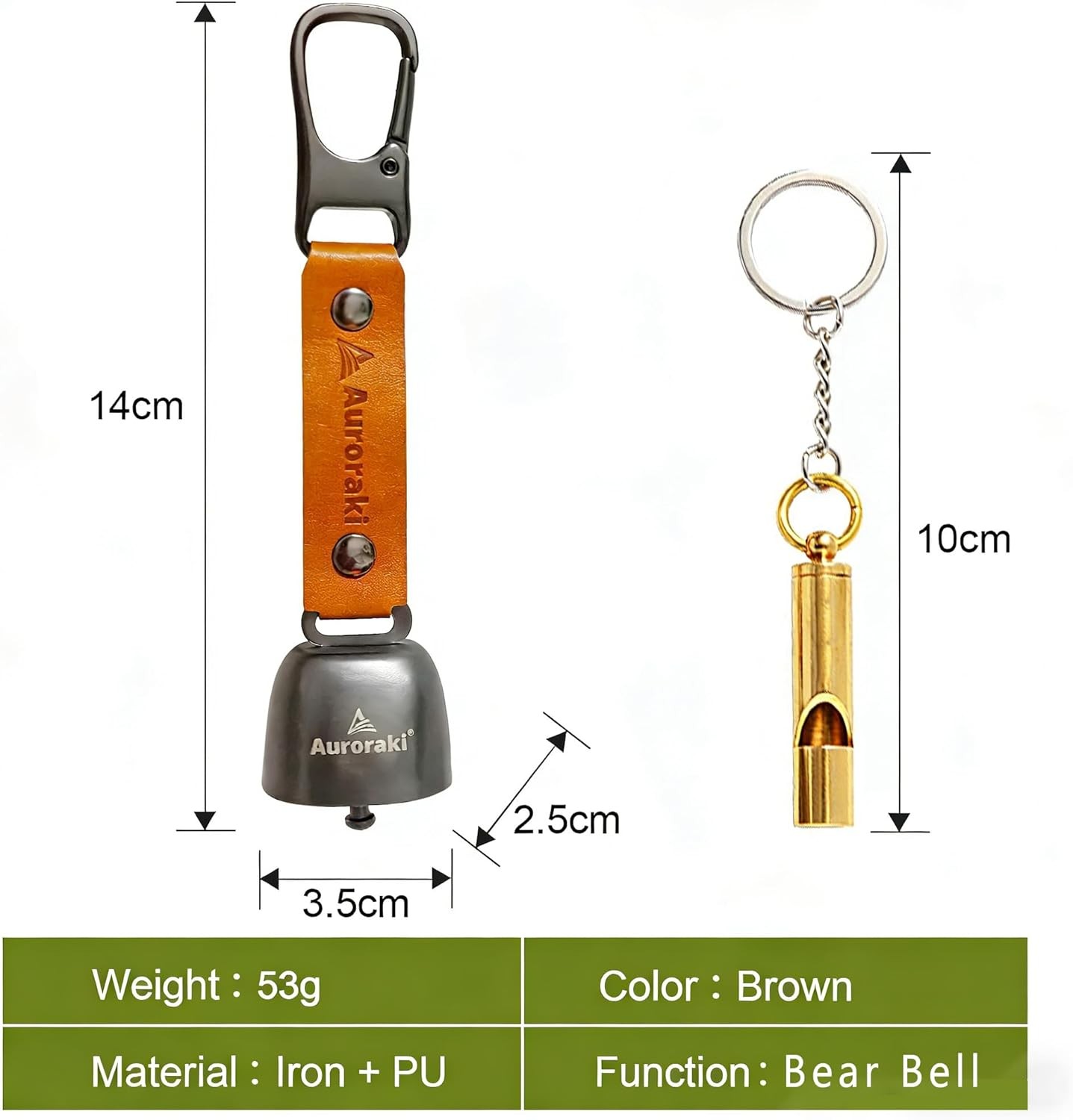 Auroraki’s Loud Bear Bell with Magnetic Silencer for Bear Deterrent, Survival, C