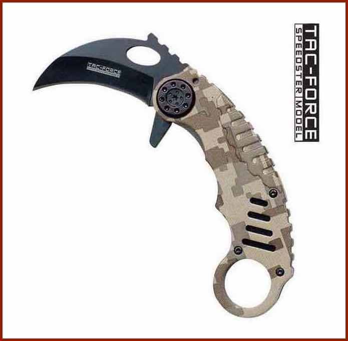 Camo Karambit Spring Assist Tactical Knife+ Credit Card Pocket Survival Tool
