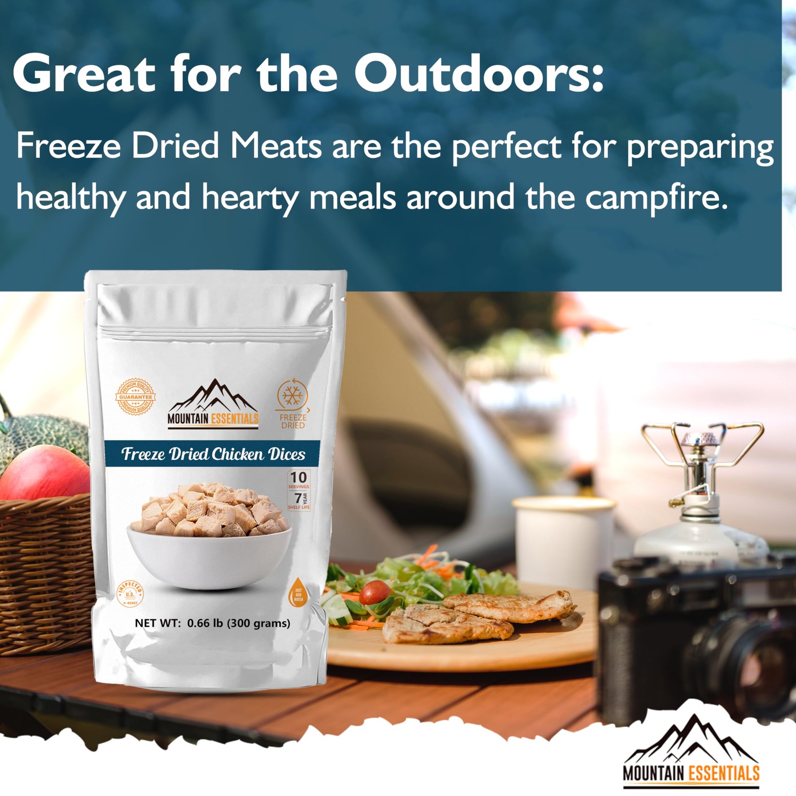 MOUNTAIN ESSENTIALS Freeze-Dried Diced Chicken – Fully Cooked and Pack of 1