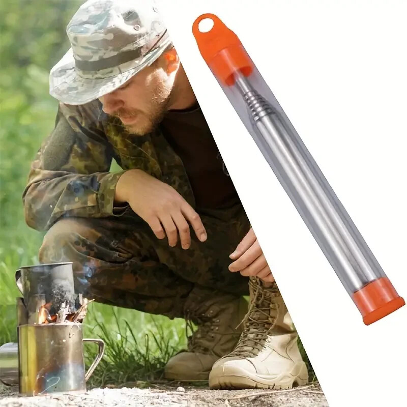 Pocket Bellow Collapsible Fire Tool Kit Camping Survival Blow Fire Tube New
