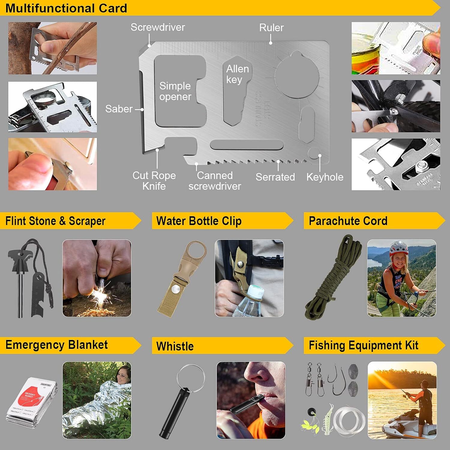 Emergency Survival Kit Bag First Aid Bug out Military Prepper Kit 200Pcs Bag