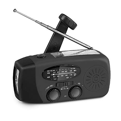 Portable Solar Emergency Weather Radio Hand Crank AM/FM NOAA Survival Black