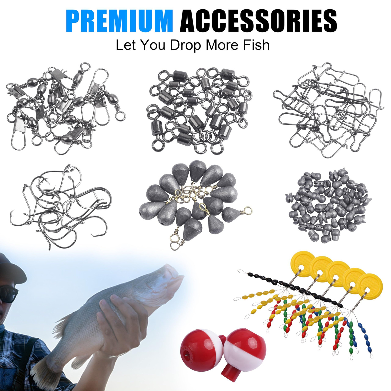 277pcs Fishing Accessories Kit, Tackle Box with Hooks Orange