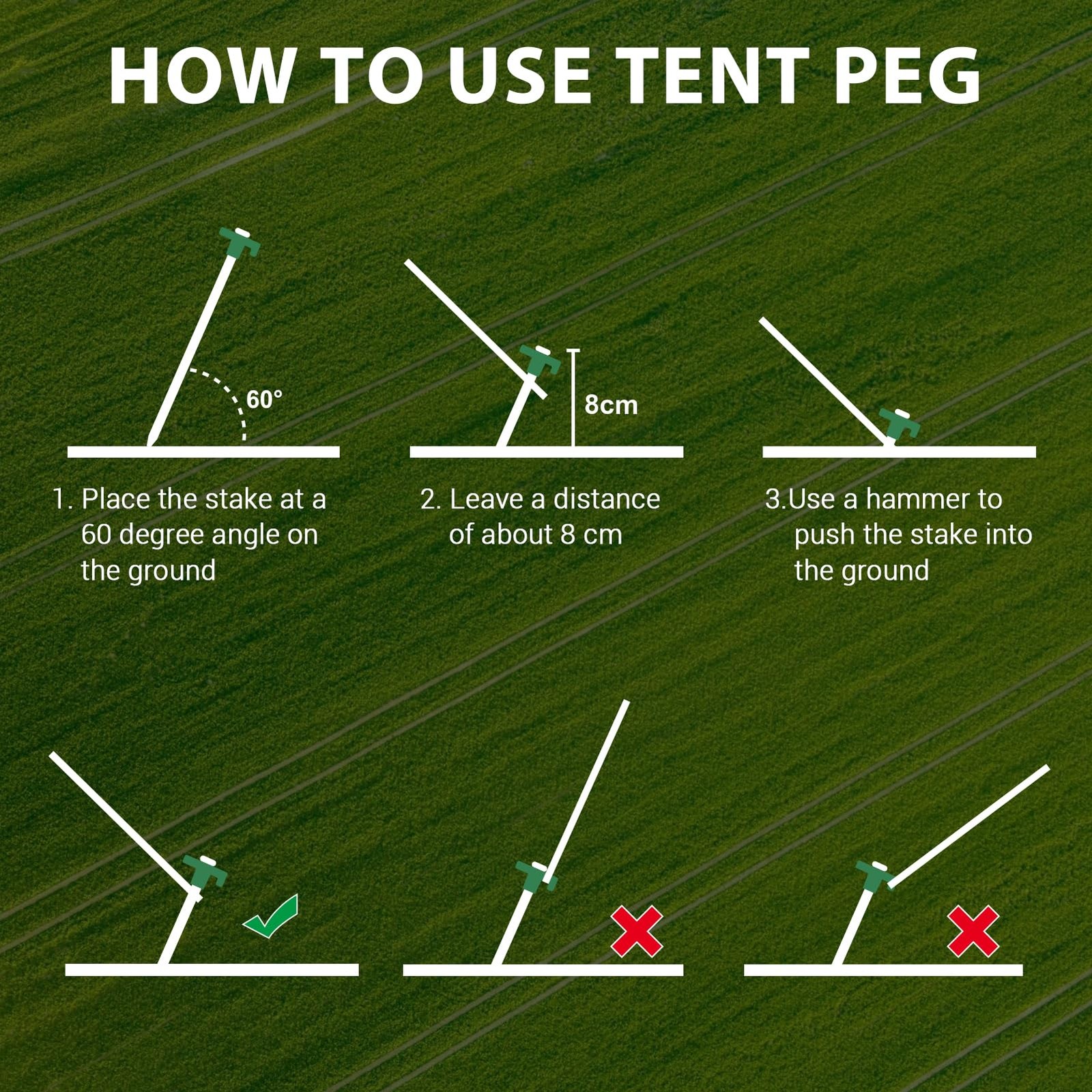 Eurmax USA Galvanized Non-Rust Camping Family Tent Pop Up Stakes Green