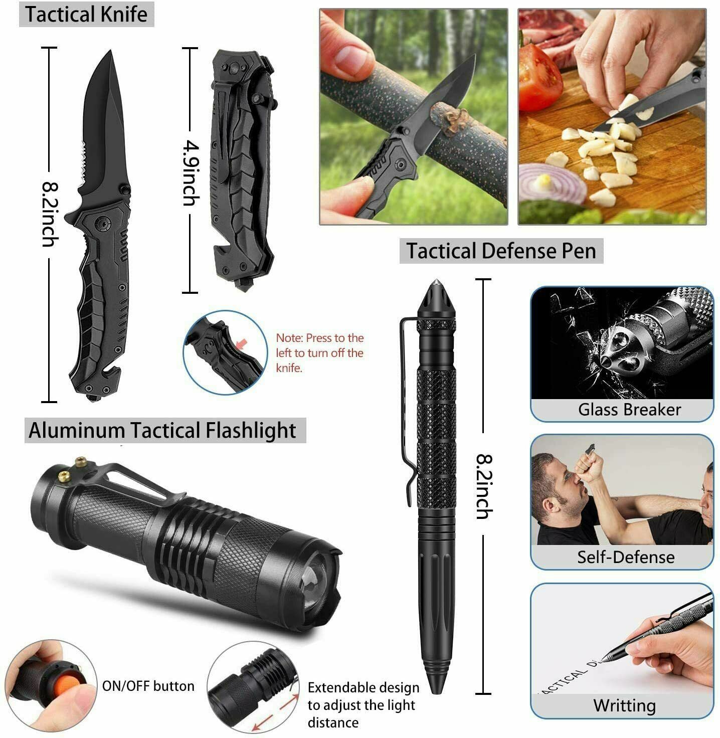 150Pcs Outdoor Emergency Gear Survival Kit Camping Hiking Tactical Backpack US