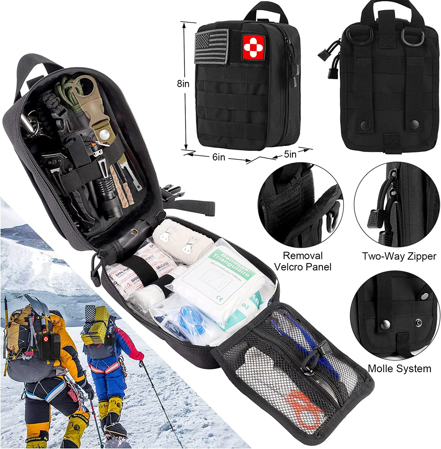 Emergency Survival Kit First Aid Kit, 121Pcs Tactical Gear Camping Gear Emergenc