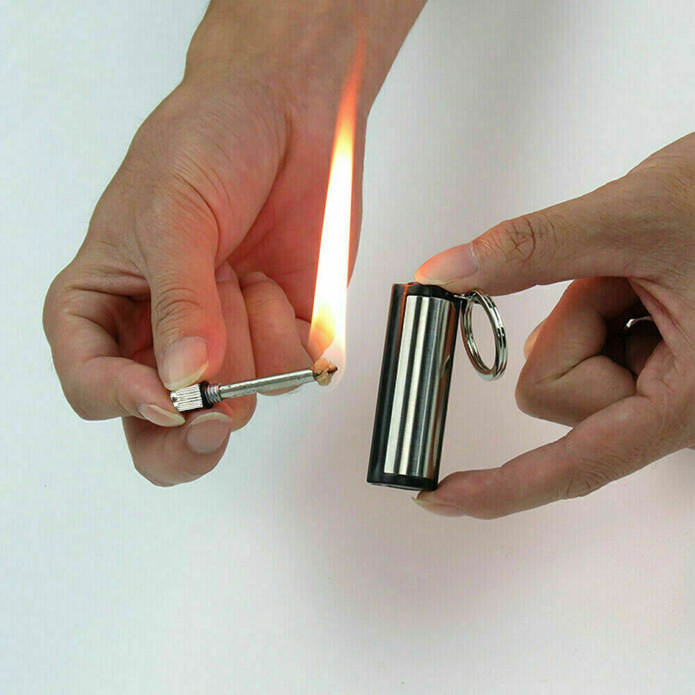 2x Outdoor Fire Starter Permanent Match Lighter Survival Tool Flint Keychain US