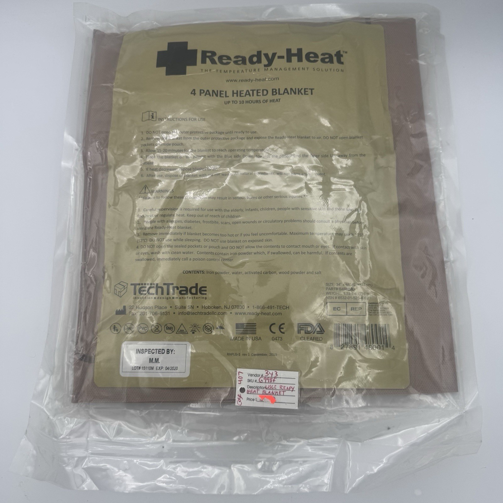 Ready Heat Tech Trade 4 Panel Emergency Heating Blanket 34″ x 48″ – One Unit