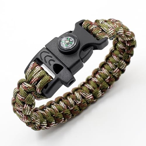 8 Pack Emergency Survival Bracelet with Whistle and Compass,Survival