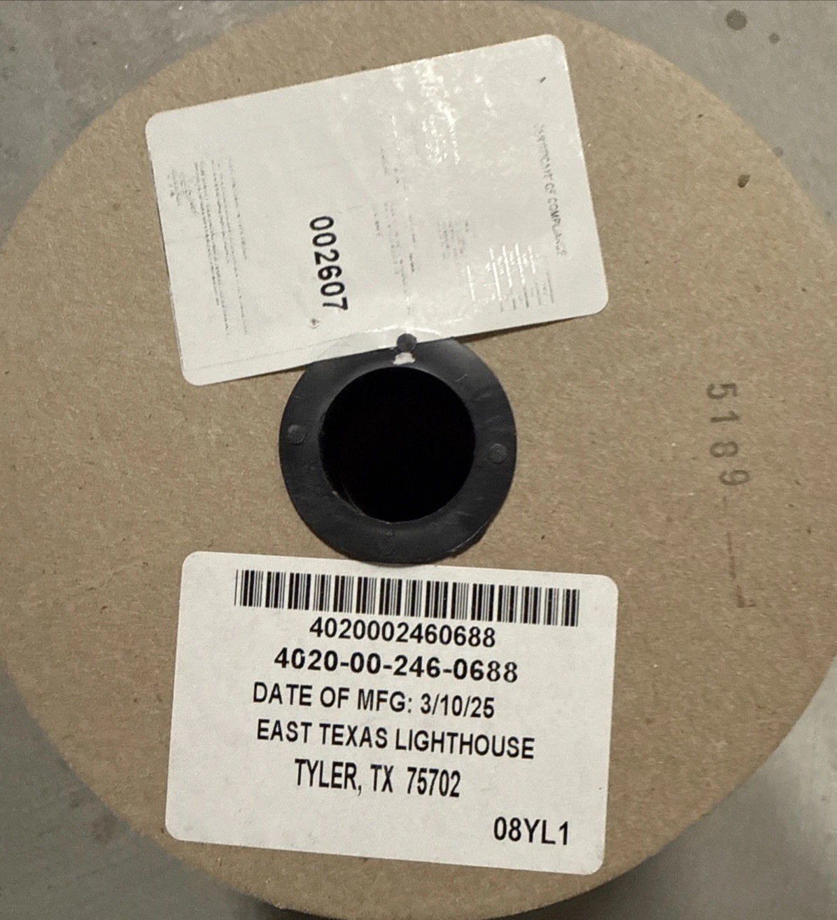 Ability One Nylon Utility Rope Cord Spool, 1200 ft, 3/16 in Dia, Camo Green