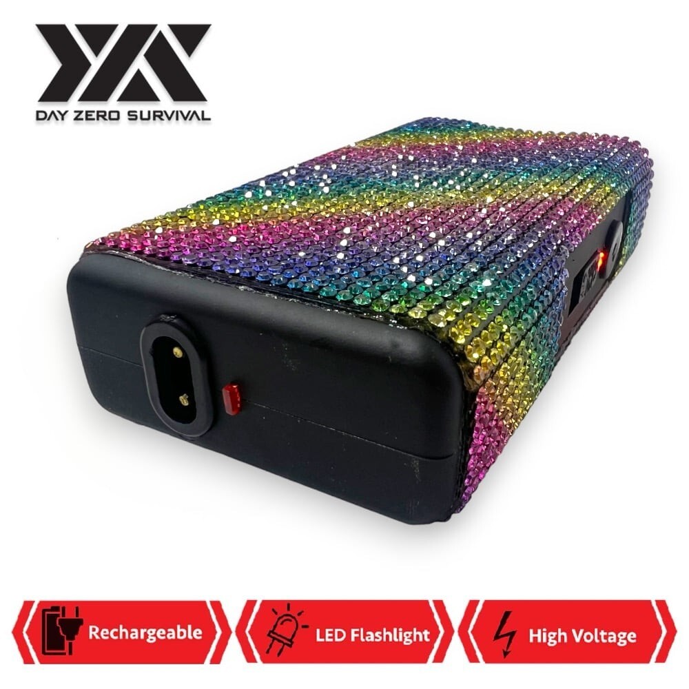 All New Special Rainbow Diagonal Bling High Voltage Self Defense Stun Gun