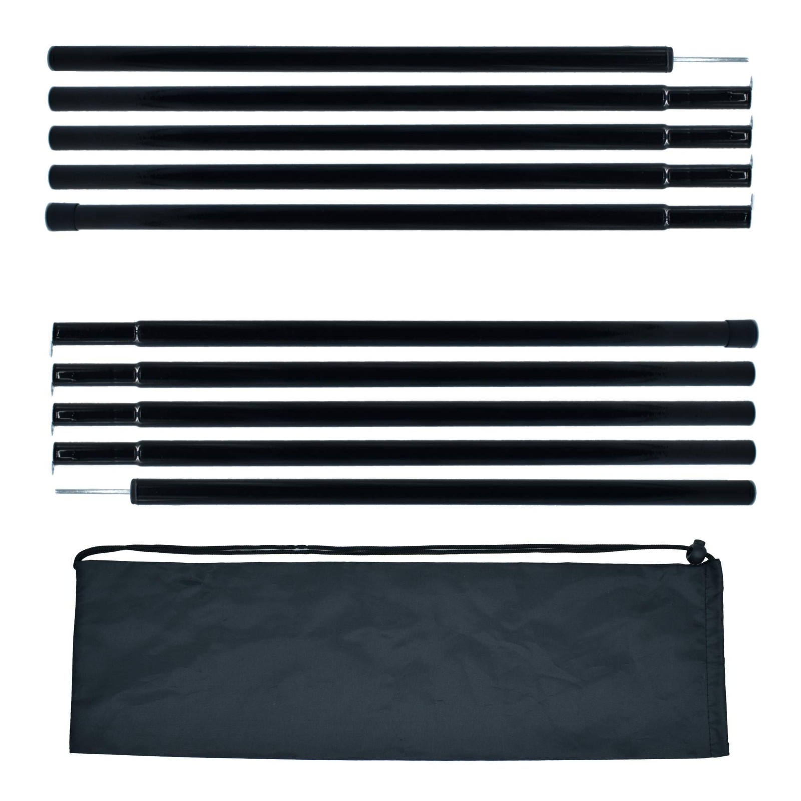 BATDIYOW Adjustable Tent Poles Steel Rods for Tarp Canopy 15IN-75IN, Black