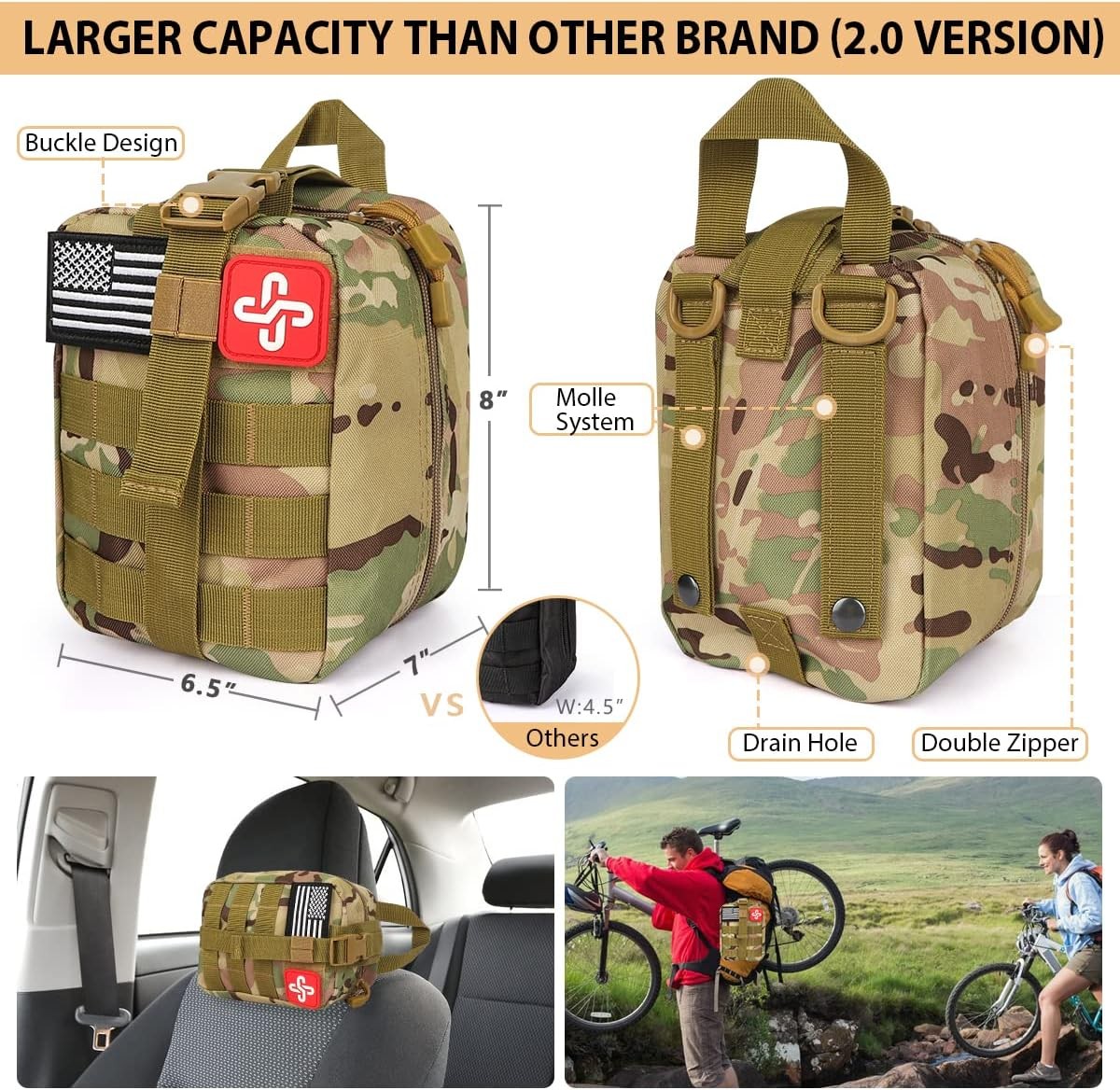Survival Kit 250Pcs First Aid Gear with Molle Bag