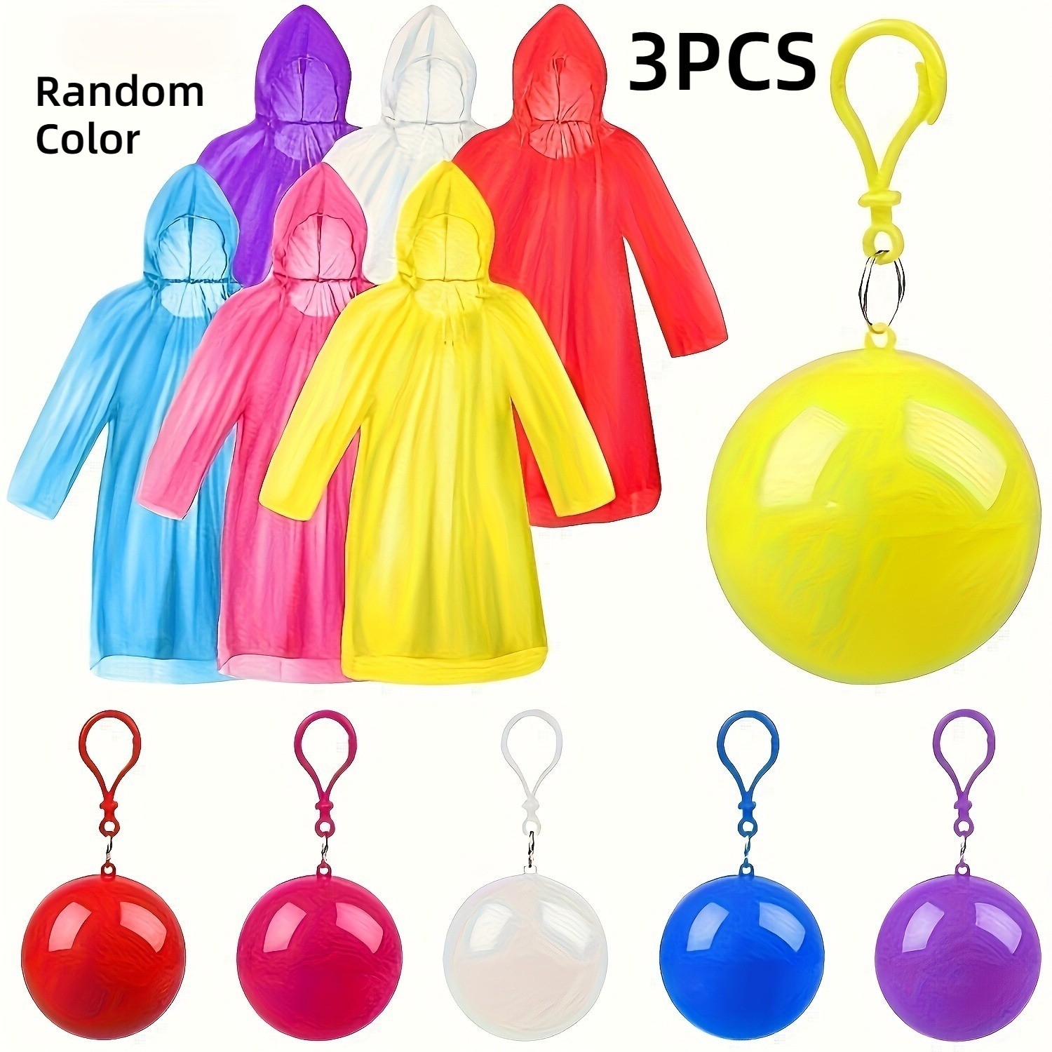 Quick Acting Durable Stable Quick-Install 3PCS Disposable Raincoat with Keychain