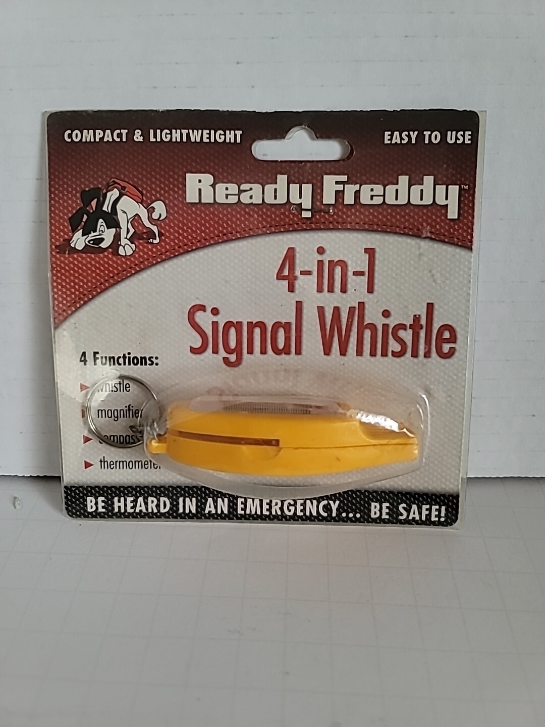 Ready Freddy 4 in 1 Signal Whistle in trouble w/ thermometer,compass,magnifier