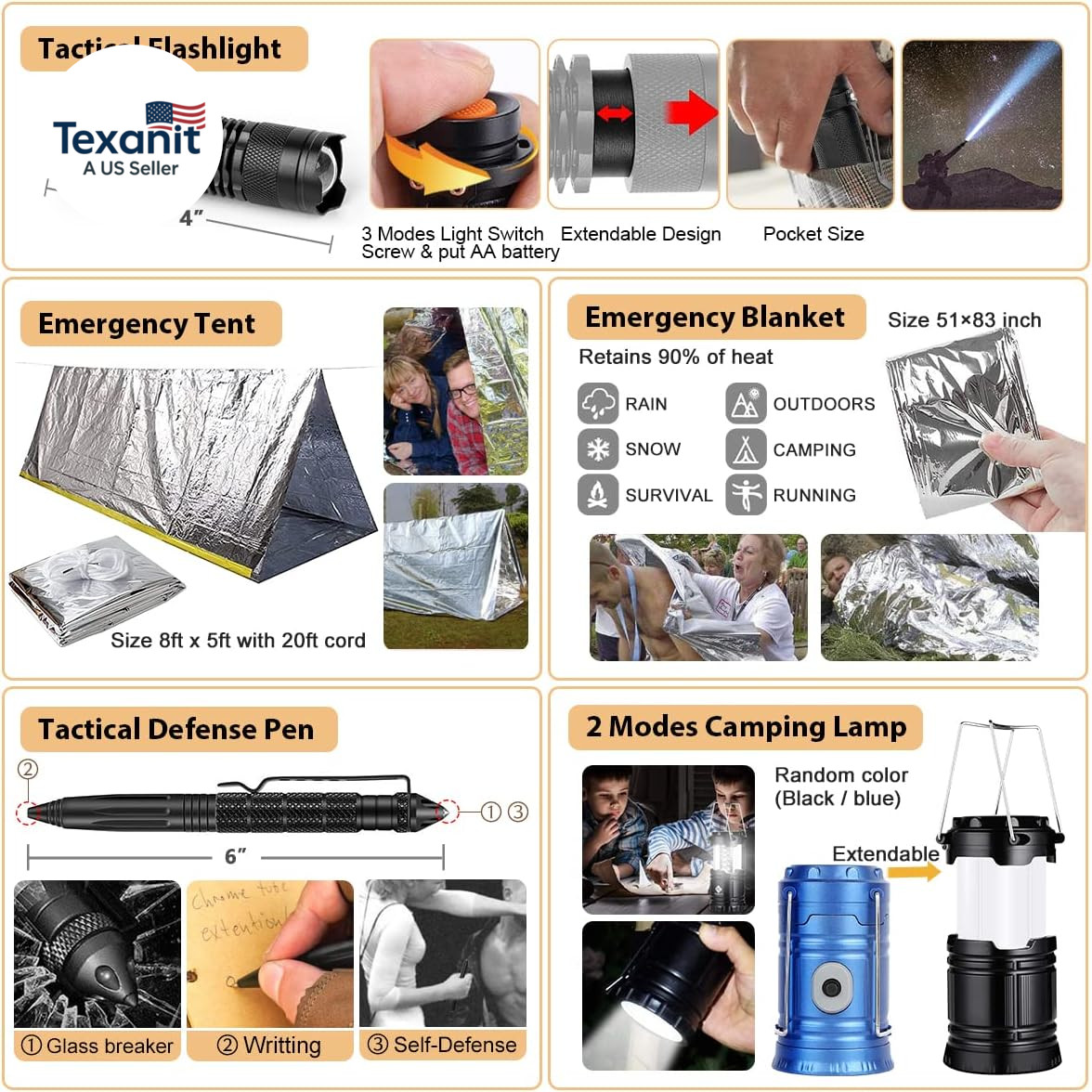 Survival Kit, 250Pcs Survival Gear First Aid Kit with Molle System Compatible Ba