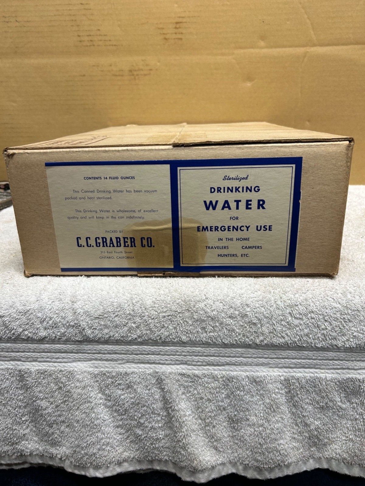1950s Graber Olive Co. Emergency Canned Drinking Water, Sealed Case, Rare!!!