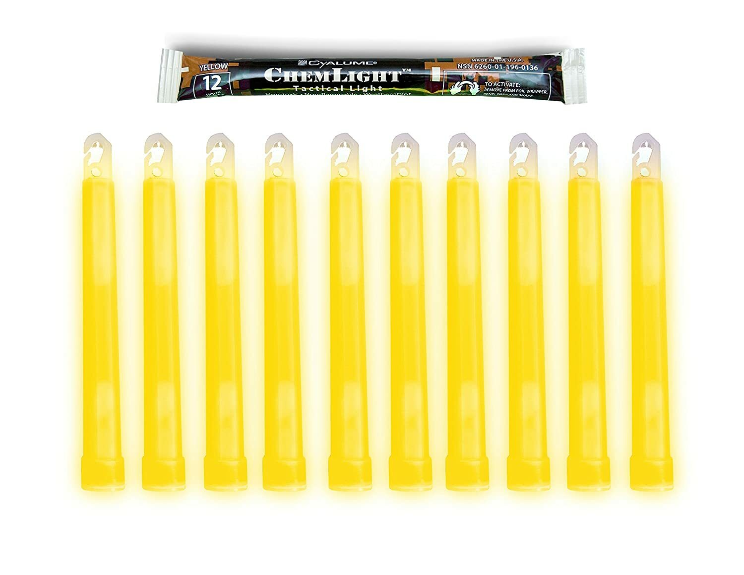 Lot of 10 Yellow Cyalume 6″ Military Lightsticks Prepper Bug Out Bag EXP 2024