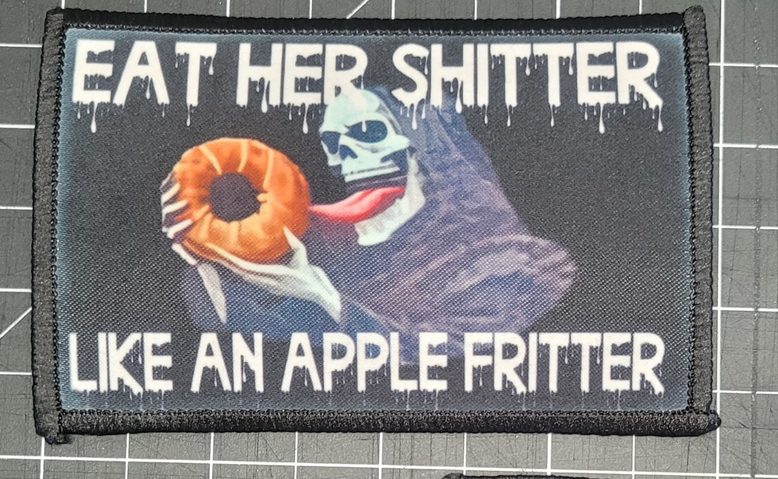 Apple Fritter 2″x4″ EDC patch hook backed. Queen of Hanks patch