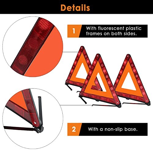 Foldable Safety Triangles – Foldable Reflective Triangles for Emergency Kits