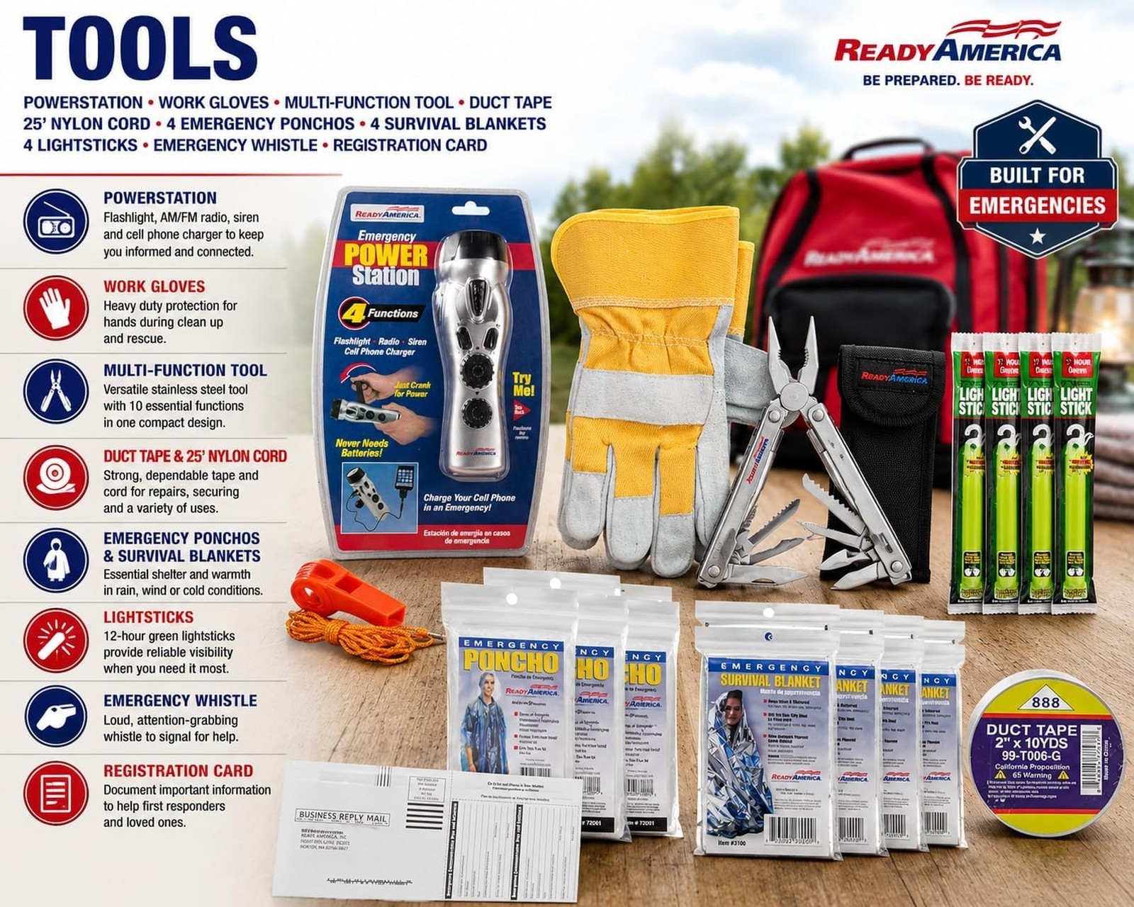 Emergency Kit 4 Person 72 Hour Backpack First Aid Food Water Survival Shelter
