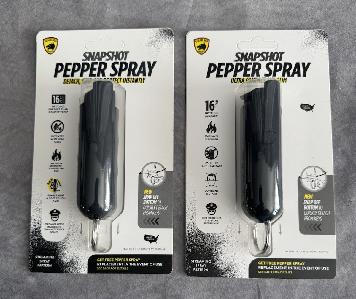 2Pk Guard Dog Security Snapshot Pepper Spray with Finger Grip Black