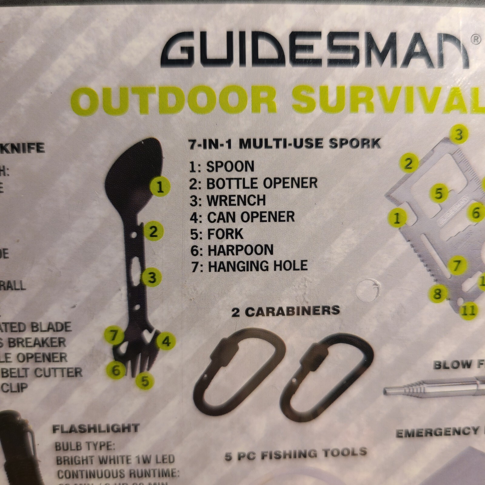 Guidesman Outdoor Survival Kit. Tools Equipped with Over 40 Features.