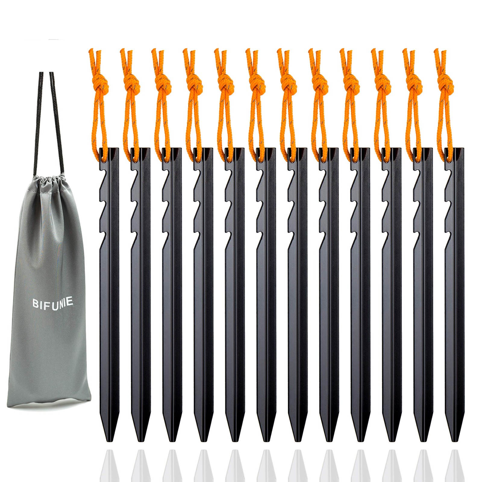 Aluminum Alloy Tent Stakes Pegs, 12-Pack Ground Pegs with Black