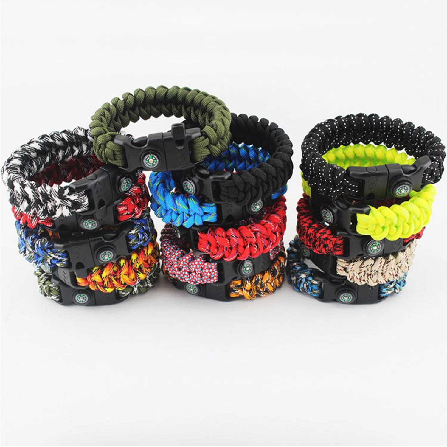 25 Pack 5/8 Inch Paracord Buckle with Whistle Compass, Side Release Plastic B…
