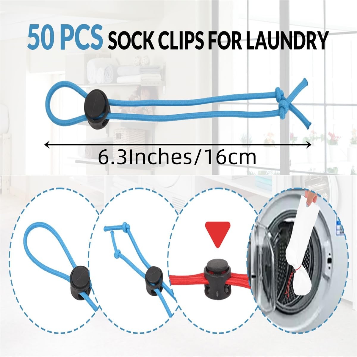 Awsxuoor 50Pcs Sock Clips – Amazing Laundry Black,green,red,yellw,blue
