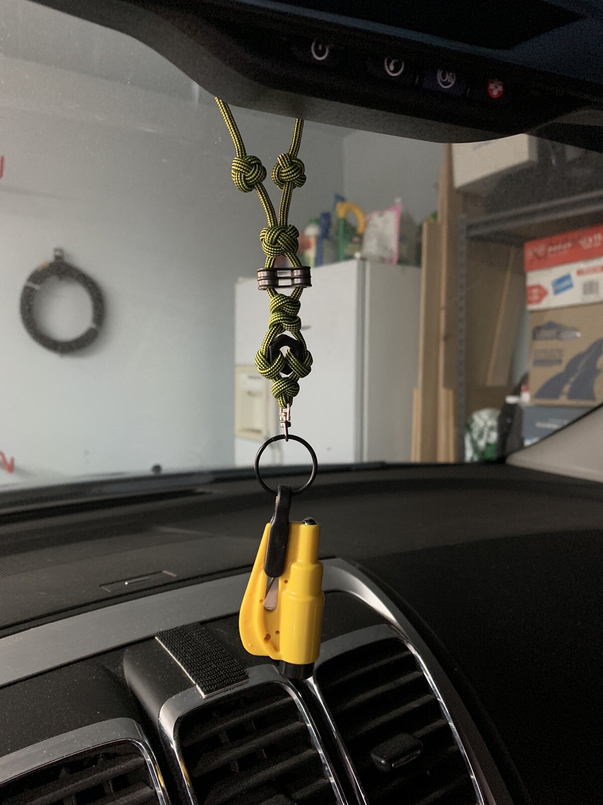 Resqme Keychain Car Escape Tool Yellow Seatbelt Cutter W/ Paracord Lanyard
