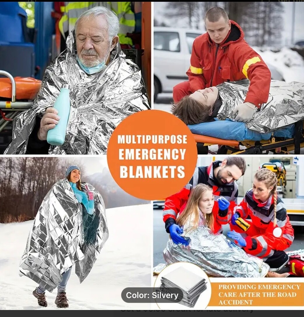 Emergency Blanket 83×51” 130 x 210 cm Rescue Thermal Mylar New in Plastic Case