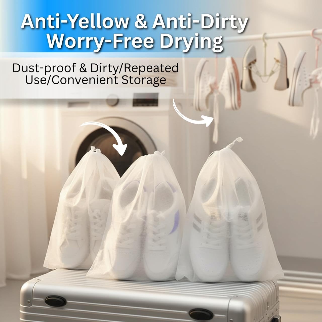 Shoe Washing Machine Bag Set (7-in-1) – Durable Mesh Sneaker Large, Yellow