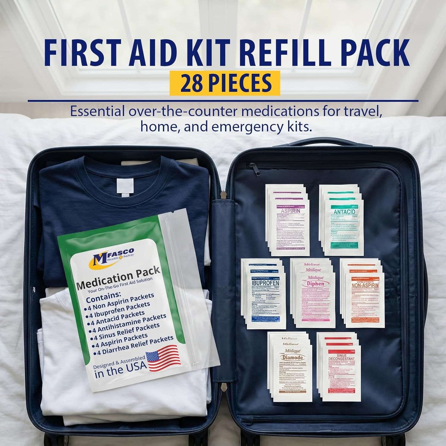 Travel Size First Aid Medical Kit 7 in 1 TSA Approved, Compact Emergency Travel