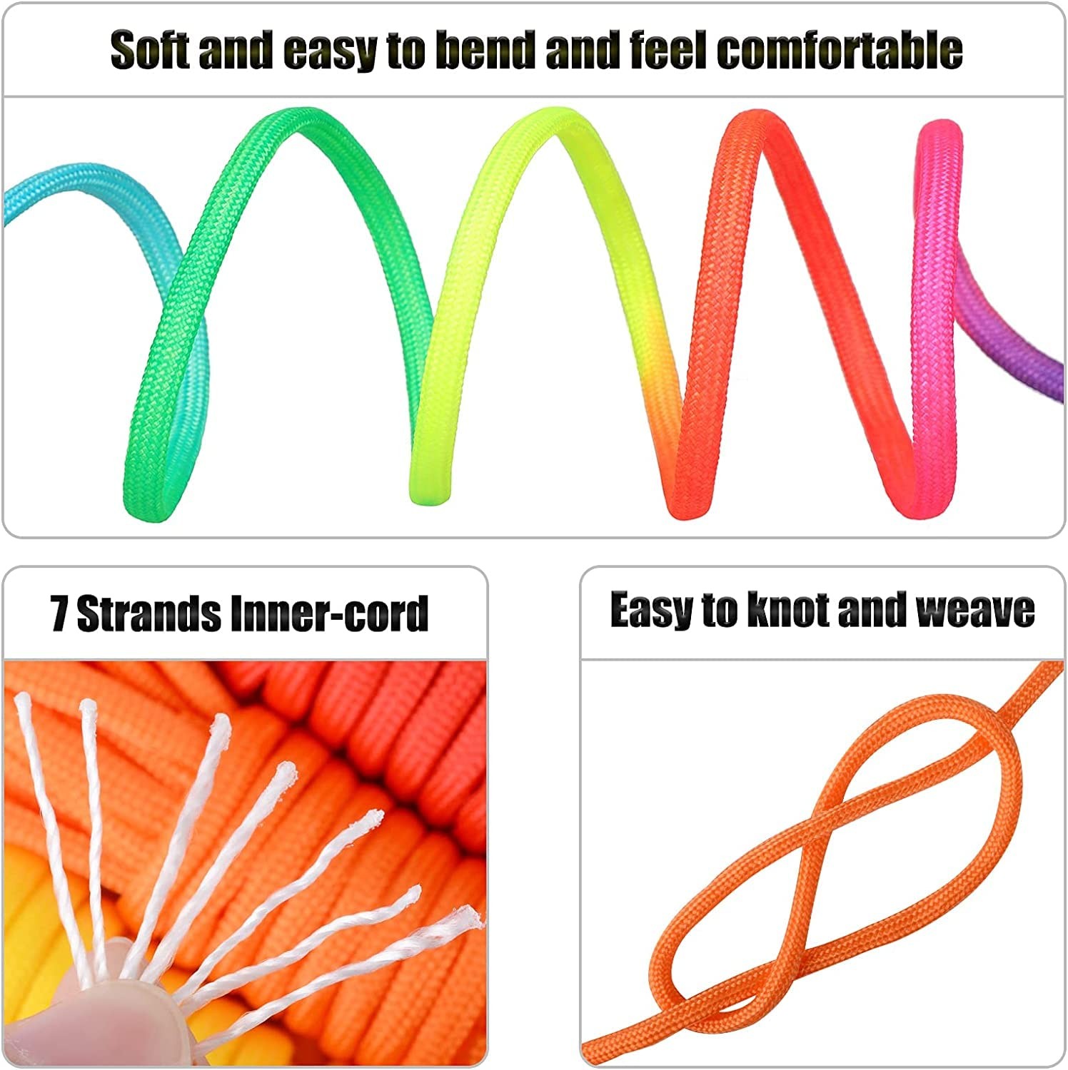 MONOBIN Paracord, 550 Paracord Combo 19.88 cm x 8.1 x 24.2 cm, 36 Colors-c