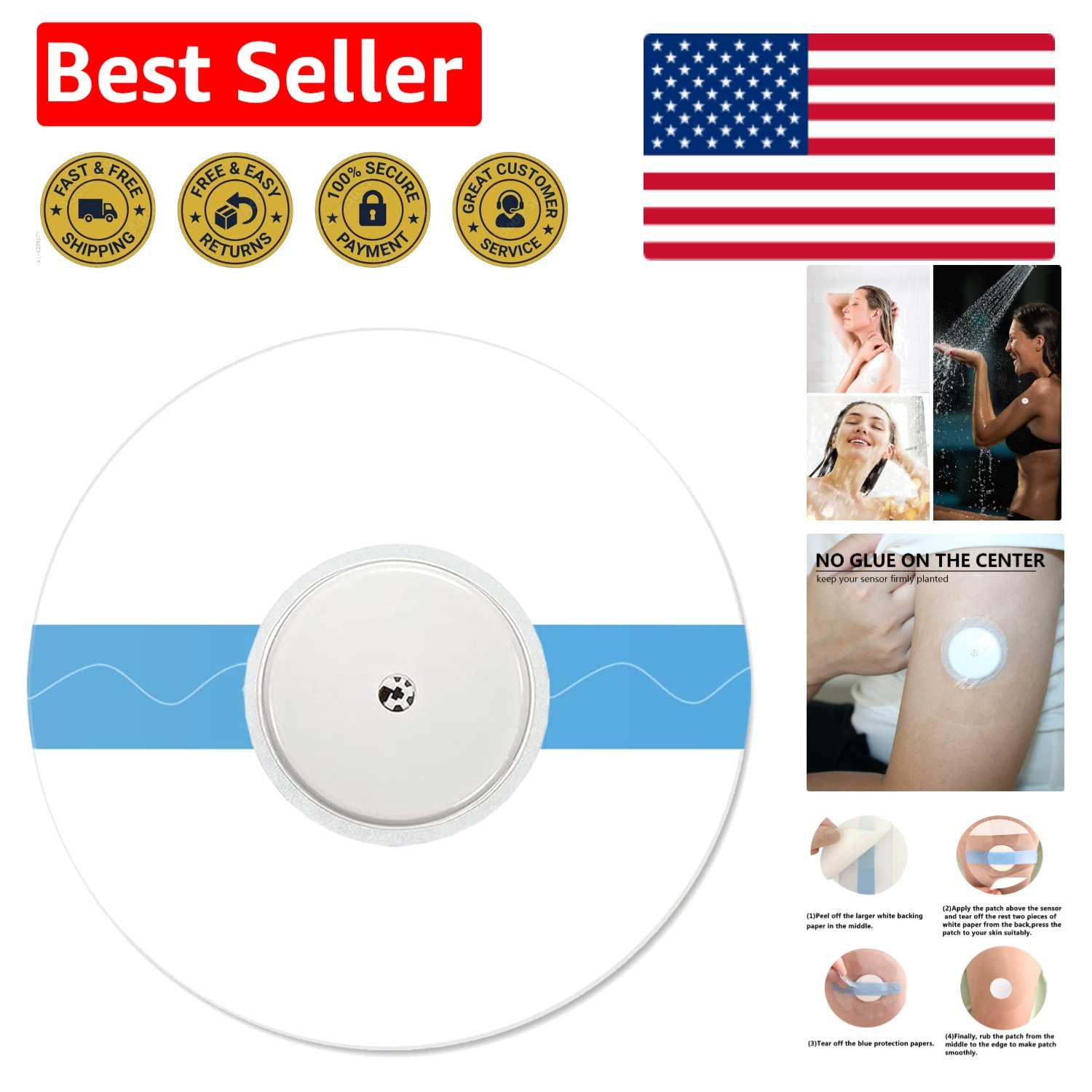 55-Pack Waterproof Sensor Covers for Libre 1/2/3 – Easy and Lasting Protection
