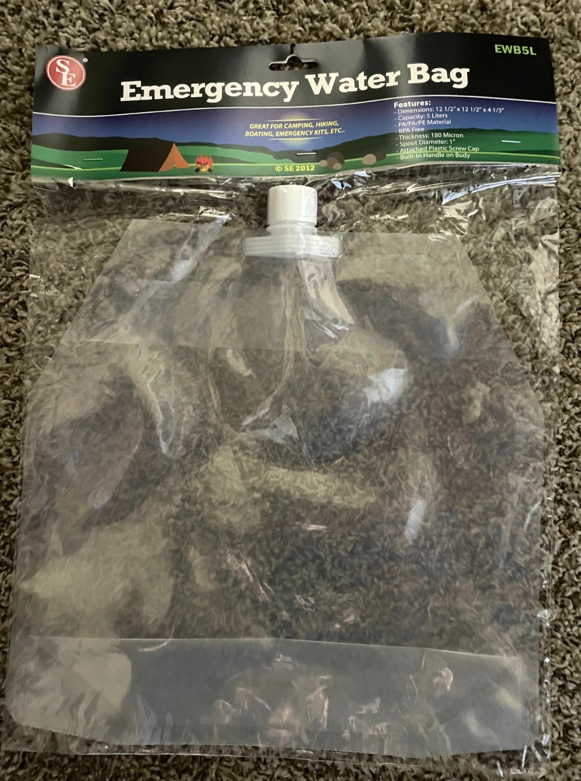 Lot of 2 Five Liter Folding Water Bags BPA Free Emergency Camping Survival Kits