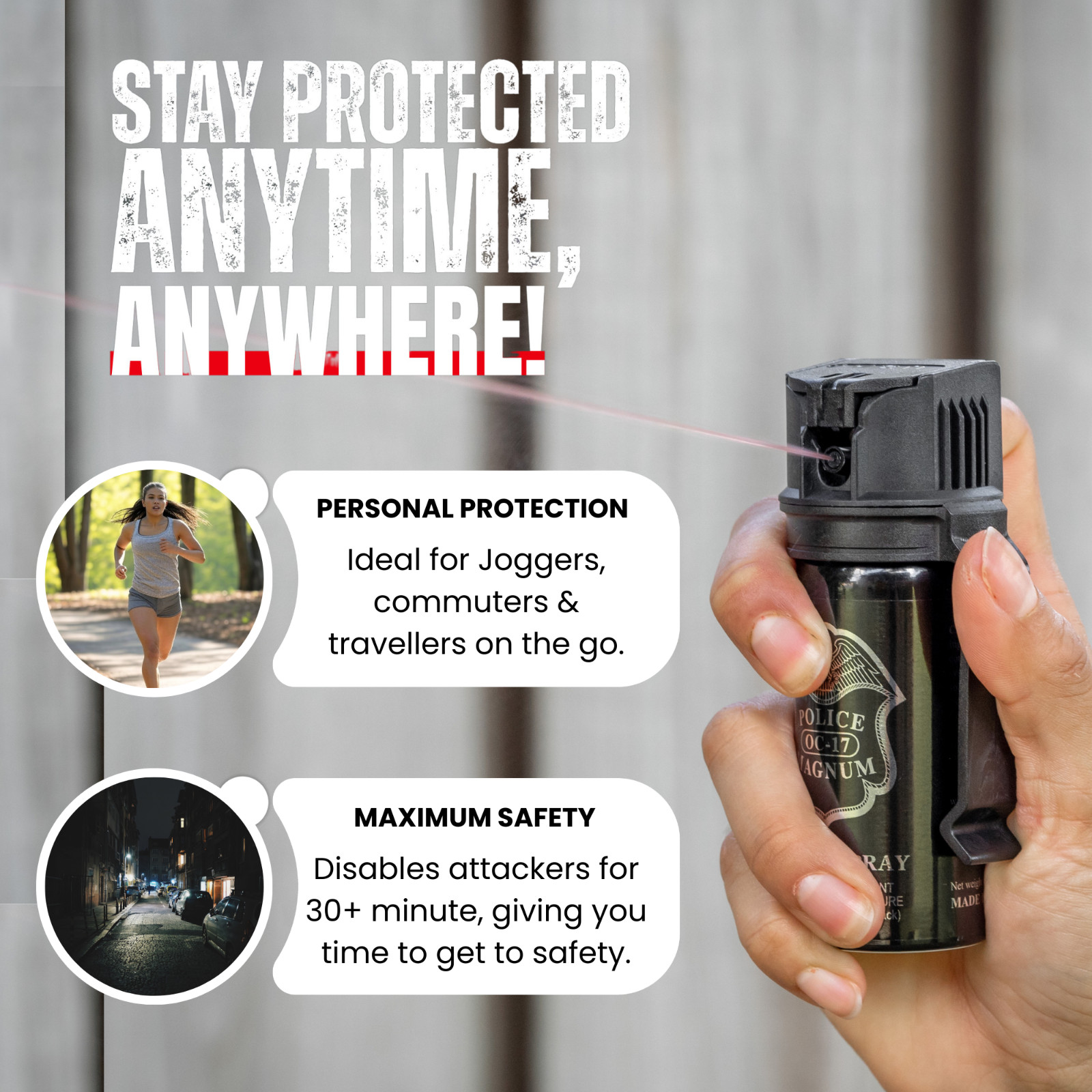 Police Magnum Pepper Spray 2 PCK 2oz Stream Flip Top Belt Clip Self Defense OC