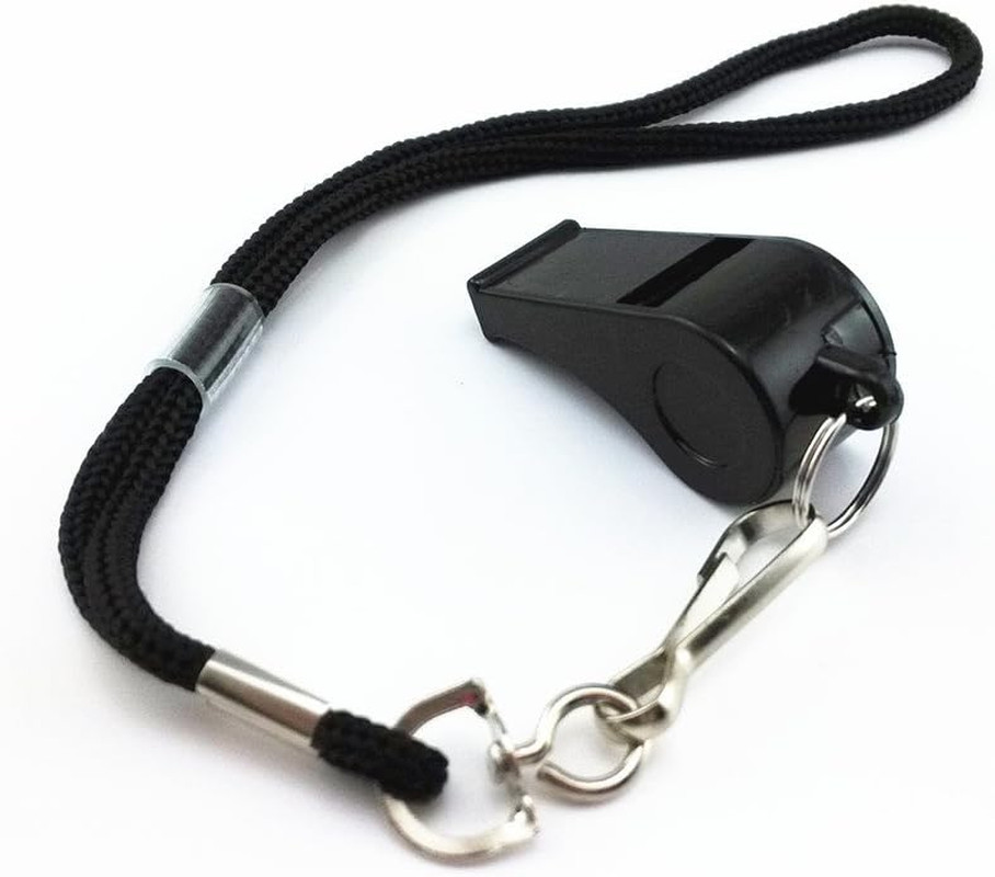 Plastic Coach Whistles with Wrist Strap, Emergency Whistles with Short Lanyard,