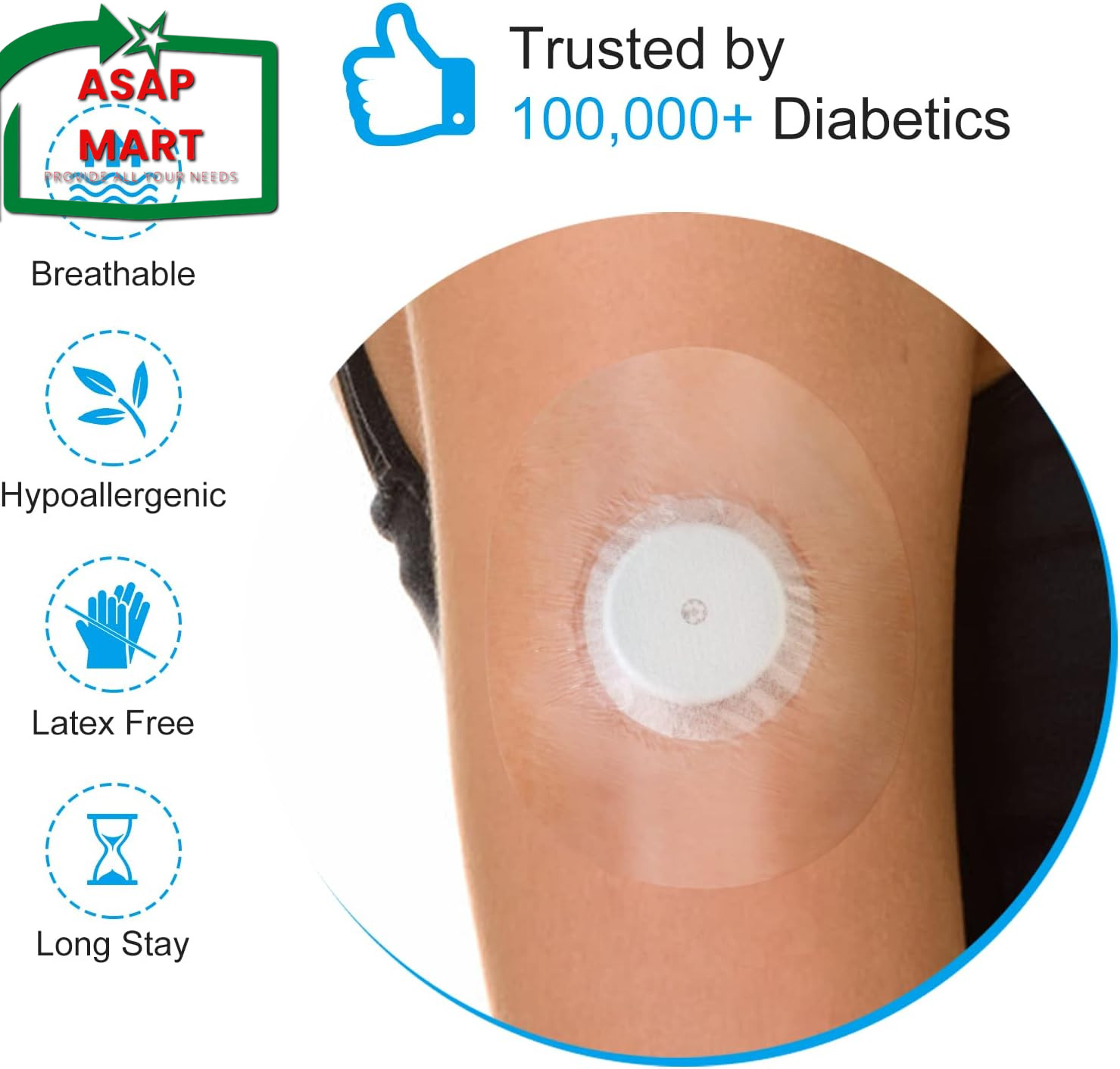 Freestyle Sensor Adhesive Bandage Patches for Libre 2 Cover Waterproof Clear Fil