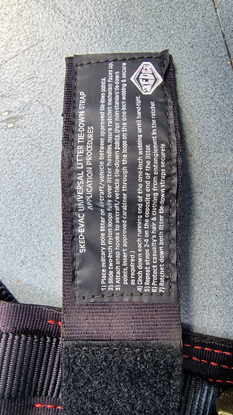 SKEDCO SKED-EVAC™ UNIVERSAL LITTER TIE-DOWN STRAP US Army Black Hawk HMMWV