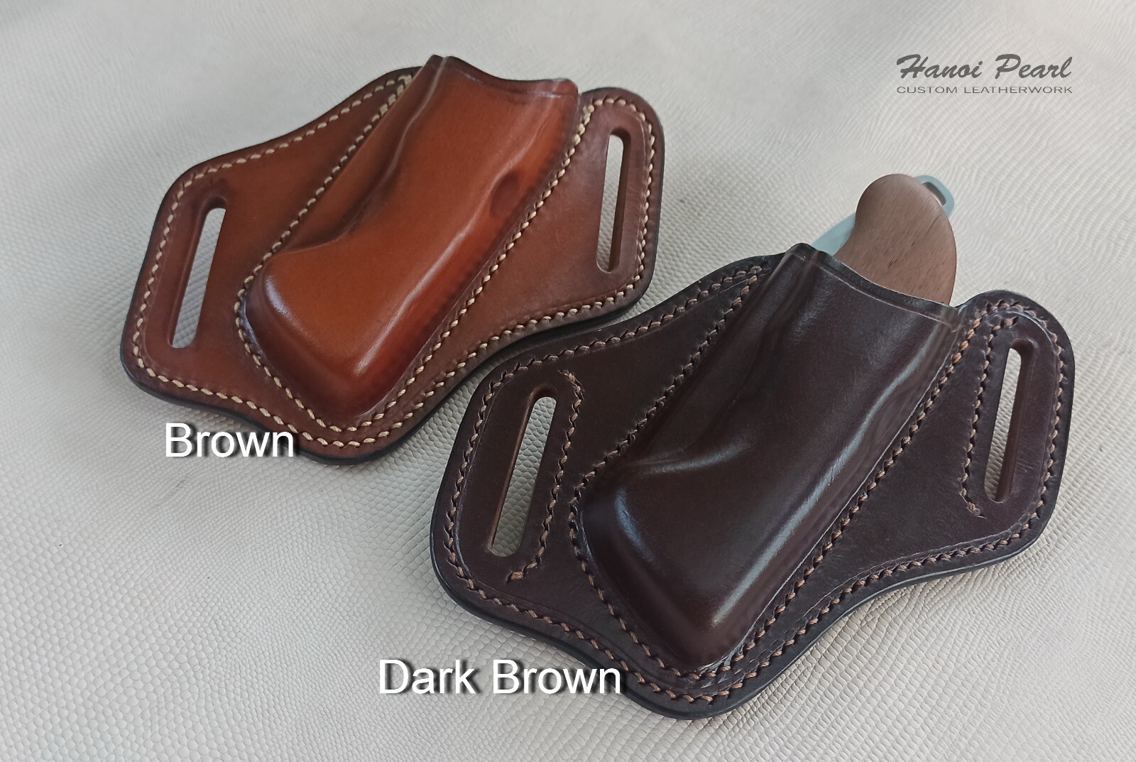Custom Canted Pancake Leather Sheath for Victorinox Hunter Pro Wood