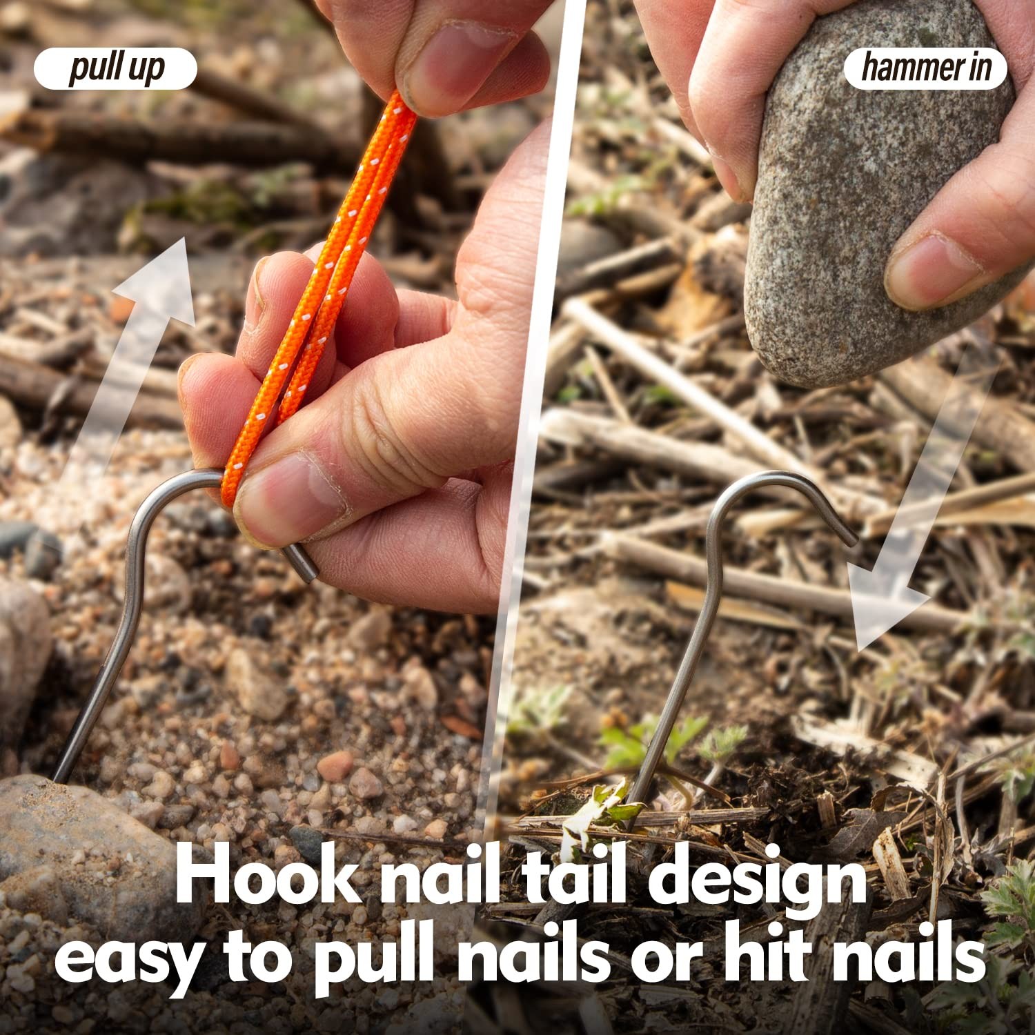 TITO Titanium Shepherd’s Hook Tent Stakes pegs Nail Dia silver
